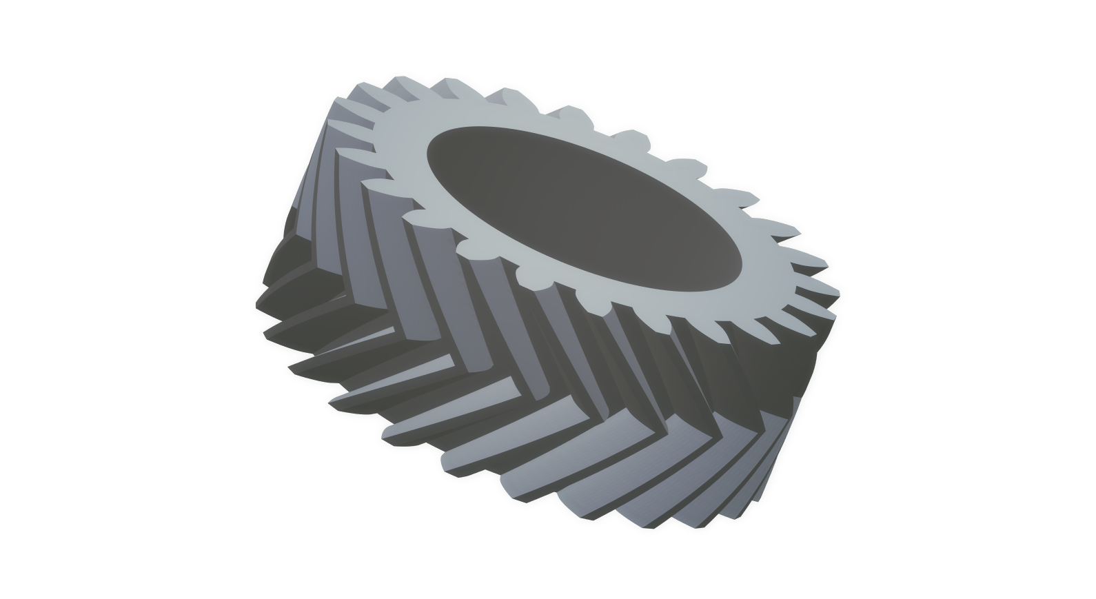 An image of a herringbone gear; model available for download using the STL Gears Generator.
