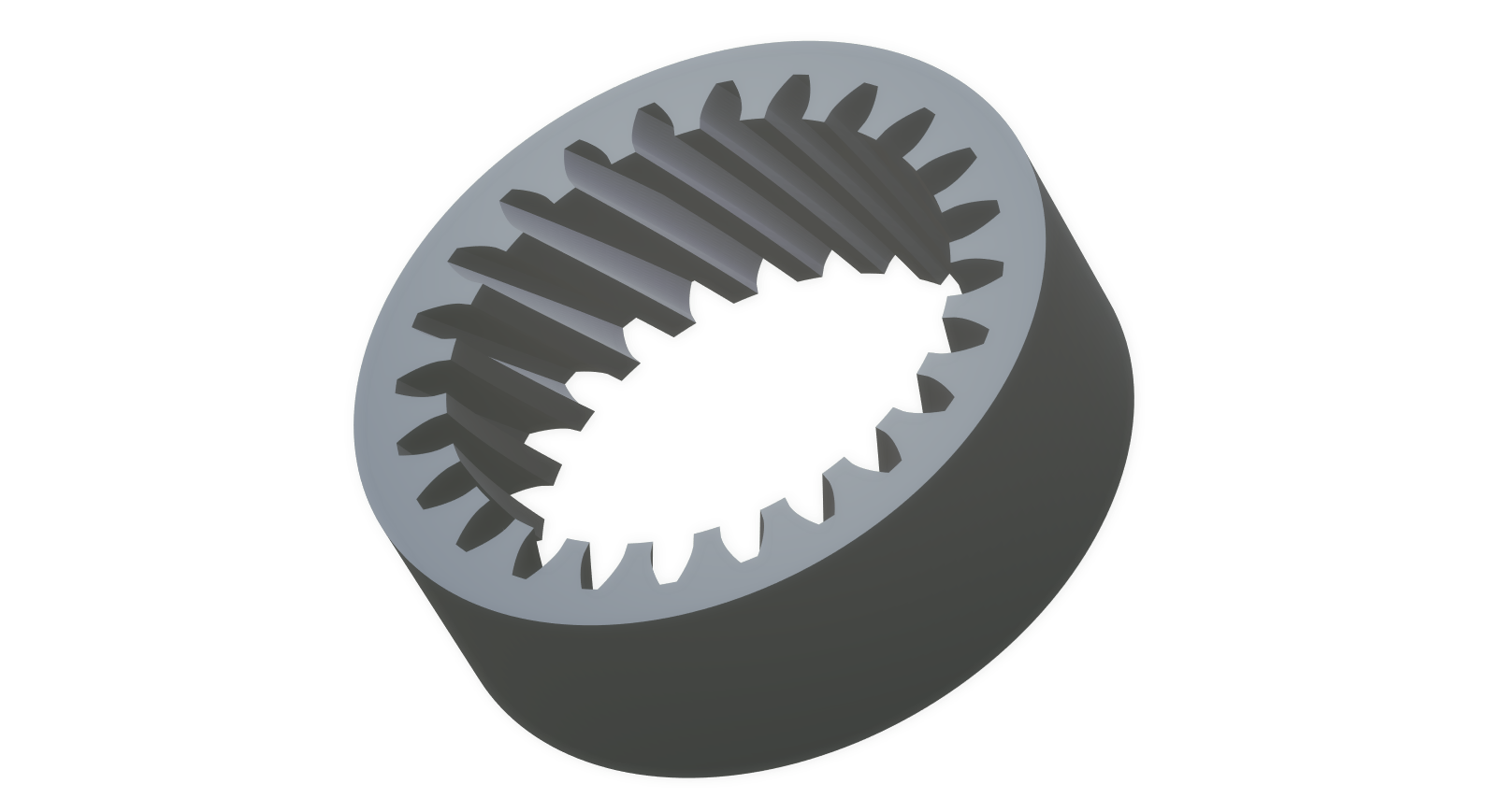 An image of a helical gear; model available for download using the STL Gears Generator.