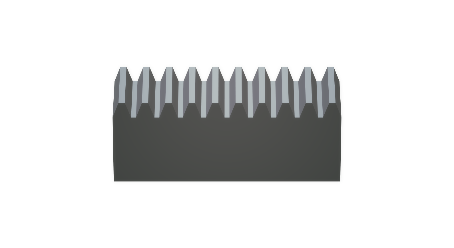 An image of a rack gear; laser cutting design available for download using the DXF Gears Generator.