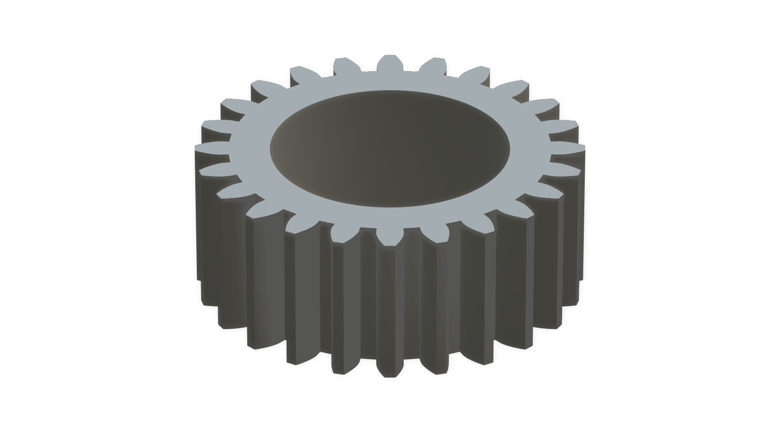 An image of a spur gear; laser cutting design available for download using the DXF Gears Generator.